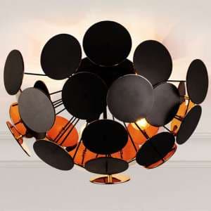 Discus Wall Hung 3 Ceiling Light In Black And Gold - UK