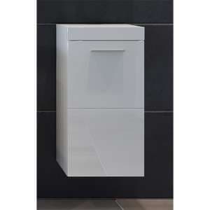 Disuq Small Wall High Gloss Bathroom Storage Cabinet In White - UK