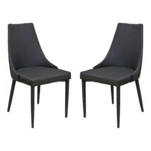Divina Black Fabric Upholstered Dining Chairs In Pair - UK