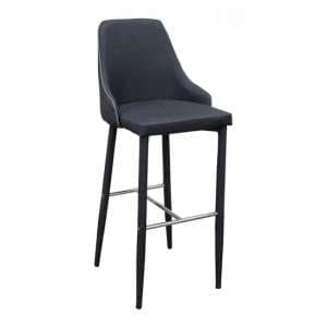 Divina Fabric Upholstered Bar Stool In Charcoal - UK