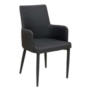 Divina Fabric Upholstered Carver Dining Chair In Black - UK