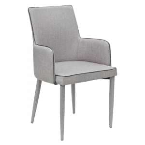 Divina Fabric Upholstered Carver Dining Chair In Grey - UK