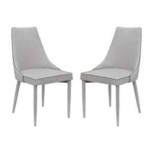 Divina Grey Fabric Upholstered Dining Chairs In Pair - UK