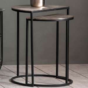 Dolfin Aluminium Set Of 2 Side Tables In Black And Silver