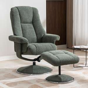 Dollis Fabric Swivel Recliner Chair And Stool In Chacha Fern - UK