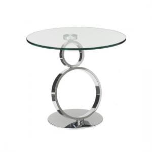 Oldham Glass Side Table And Polished Stainless Steel Base