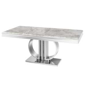 Deptford Rectangular Marble Dining Table In Light Grey
