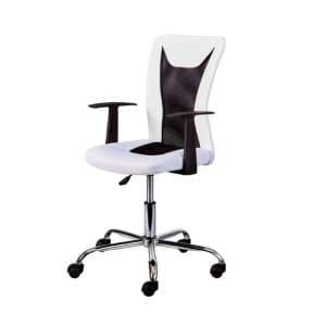 Donny Polyther Office Chair In White With Arms