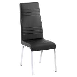 Dora Faux Leather Dining Chair In Black With Chrome Legs