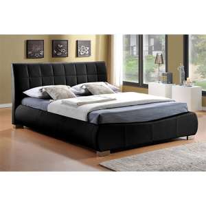 Dorado Faux Leather Double Bed In Black - UK