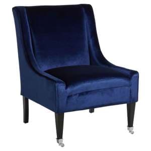 Dowten Upholstered Velvet Accent Chair In Blue - UK