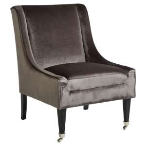 Dowten Upholstered Velvet Accent Chair In Grey - UK