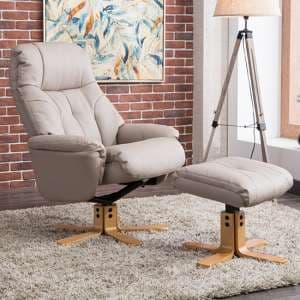 Dox Plush Swivel Recliner Chair And Footstool In Pebble