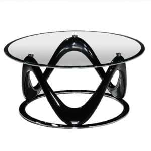 Drift Glass Round Coffee Table In Black High Gloss And Chrome