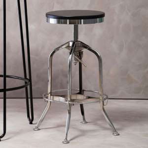 Dschubba Chrome Steel Bar Stool With Ash Wooden Seat