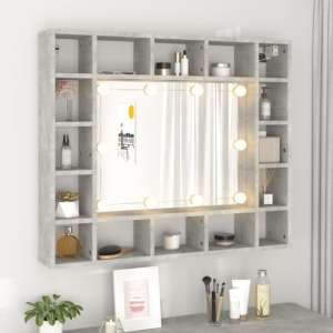 Dublin Dressing Mirrored Cabinet In Concrete Effect With LED - UK
