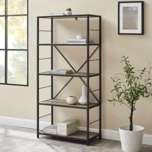 Dublin Wooden Bookcase With 4 Shelves In Grey