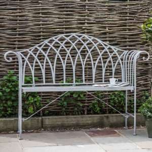 Duchmano Outdoor Metal Seating Bench In Distressed Grey