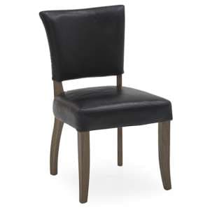 Dukes Leather Dining Chair With Wooden Frame In Ink Blue
