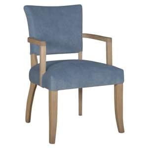 Dukes Velvet Armchair With Wooden Frame In Blue - UK