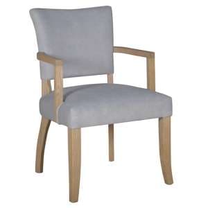 Dukes Velvet Armchair With Wooden Frame In Light Grey - UK