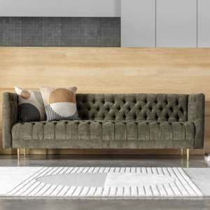 Dumai Fabric 3 Seater Sofa In Moss Green - UK