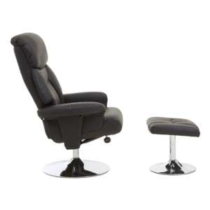 Dumai PU Leather Recliner Chair With Footstool In Black