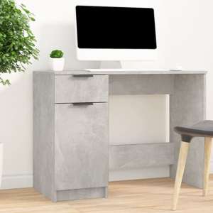 Dunstable Wooden Laptop Desk 1 Door 1 Drawer In Concrete Grey - UK