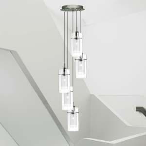 Duo 5 Lights Clear Glass Ceiling Pendant Light In Chrome - UK