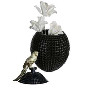 Durian Poly Large Decorative Vase In Black And Gold
