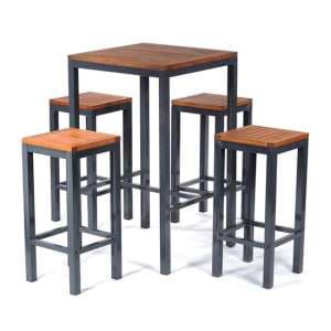 Dylan Hardwood Bar Table Square With 4 Stools