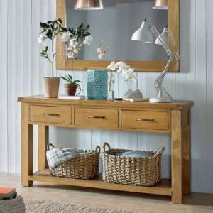 Earls Wooden Large Console Table In Chunky Solid Oak