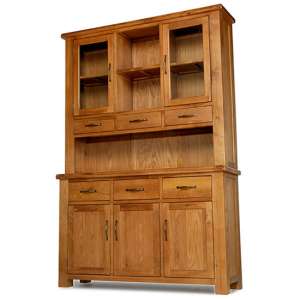 Earls Wooden Large Display Cabinet In Chunky Solid Oak