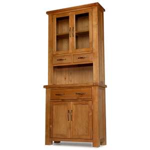 Earls Wooden Small Display Cabinet In Chunky Solid Oak