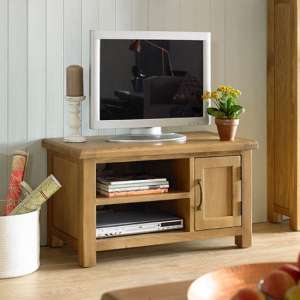 Earls Wooden Small TV Unit In Chunky Solid Oak - UK