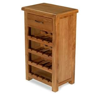 Earls Wooden Small Wine Rack In Chunky Solid Oak With 1 Drawer - UK