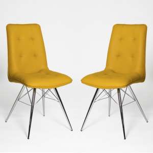Epson Dining Chair In Ochre Pu With Chrome Legs In A Pair - UK