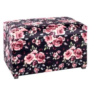 Eastroy Fabric Upholstered Storage Ottoman In Black Rose Print