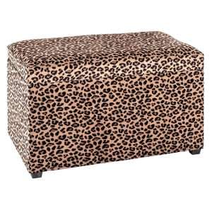 Eastroy Fabric Upholstered Storage Ottoman In Leopard Print