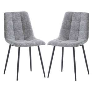 Ebele Dark Grey Fabric Dining Chairs With Black Legs In Pair - UK