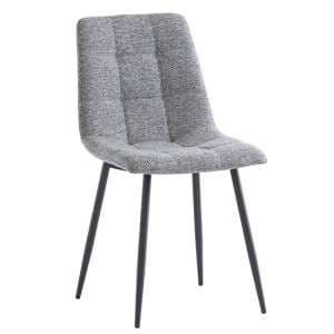 Ebele Fabric Dining Chair In Dark Grey With Black Legs - UK