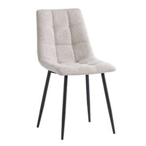 Ebele Fabric Dining Chair In Linen With Black Legs - UK