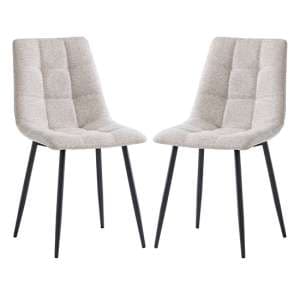 Ebele Linen Fabric Dining Chairs With Black Legs In Pair - UK