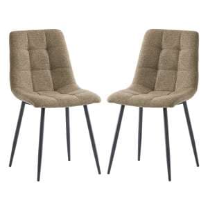 Ebele Olive Fabric Dining Chairs With Black Legs In Pair - UK