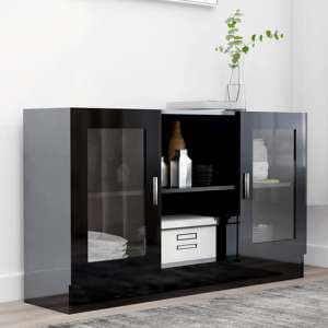 Ebru High Gloss Display Cabinet With 2 Doors In Black
