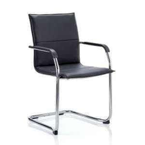 Echo Leather Cantilever Office Visitor Chair In Black With Arms
