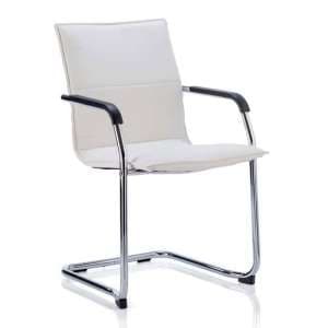 Echo Leather Cantilever Office Visitor Chair In White With Arms