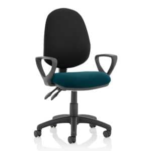 Eclipse II Black Back Office Chair In Teal With Loop Arms - UK