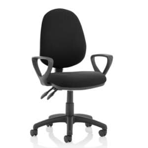 Eclipse II Fabric Office Chair In Black With Loop Arms - UK