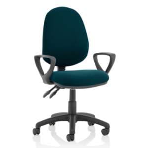 Eclipse II Fabric Office Chair In Maringa Teal With Loop Arms - UK